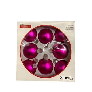 Celebrate It ChristmasSparkling Creations Pink Solid Glass Ornaments Set of 8
